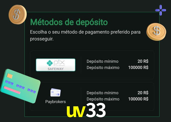 O cassino uv33 oferece uma grande variedade de métodos de pagamento